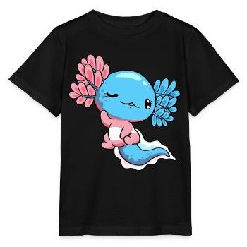 Transgender Stolz Transgender Flagge Kawaii Axolot - Stanley/Stella Kinder T-Shirt MINI CREATOR  - Schwarz - Vorne - Mikhail (115cm)