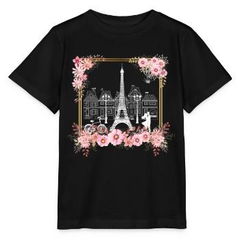 Paris Thema Frauen Frankreich Blume Eiffelturm - Stanley/Stella Kinder T-Shirt MINI CREATOR  - Schwarz - Vorne - Mikhail (115cm)