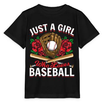 Girls Baseball Theme Baseball Lovers - Stanley/Stella MINI CREATOR Kids’ T-Shirt - black - Front - Mikhail (115cm)