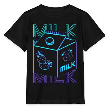 Japanese Strawberry Milk Carton Retro - Stanley/Stella MINI CREATOR Kids’ T-Shirt - black - Front - Mikhail (115cm)