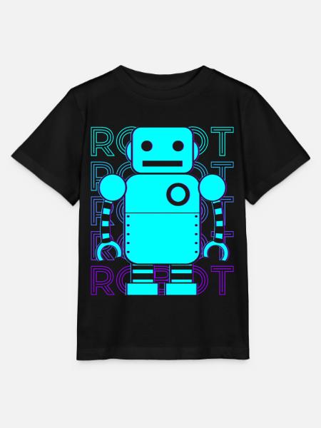 Roboter Retro - Stanley/Stella Kinder T-Shirt MINI CREATOR  - Schwarz