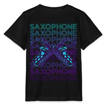 Saxophoniste Saxophoniste Rétro - T-shirt bio MINI CREATOR Stanley/Stella Enfant - noir - Devant - Mikhail (115cm)