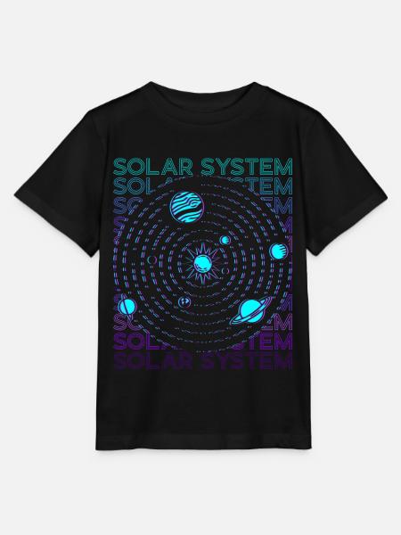 Sonnensystem Retro - Stanley/Stella Kinder T-Shirt MINI CREATOR  - Schwarz