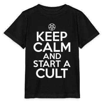 Drôle de culte Restez calme et commencez un culte Ok - T-shirt bio MINI CREATOR Stanley/Stella Enfant - noir - Devant - Mikhail (115cm)