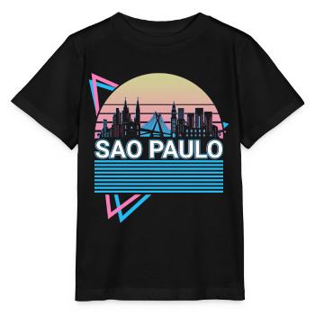 Sao Paulo City Skyline Cityscape Rétro - T-shirt bio MINI CREATOR Stanley/Stella Enfant - noir - Devant - Mikhail (115cm)