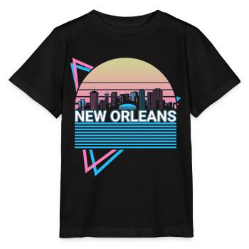 New Orleans City Skyline Cityscape Retro - Stanley/Stella MINI CREATOR Kids’ T-Shirt - black - Front - Mikhail (115cm)