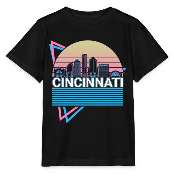 Cincinnati City Skyline Cityscape Rétro - T-shirt bio MINI CREATOR Stanley/Stella Enfant - noir - Devant - Mikhail (115cm)