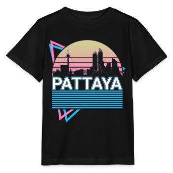 Pattaya Stadt Skyline Stadtbild Retro - Stanley/Stella Kinder T-Shirt MINI CREATOR  - Schwarz - Vorne - Mikhail (115cm)
