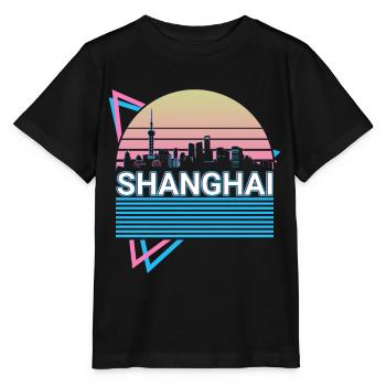 Shanghai City Skyline Cityscape Rétro - T-shirt bio MINI CREATOR Stanley/Stella Enfant - noir - Devant - Mikhail (115cm)