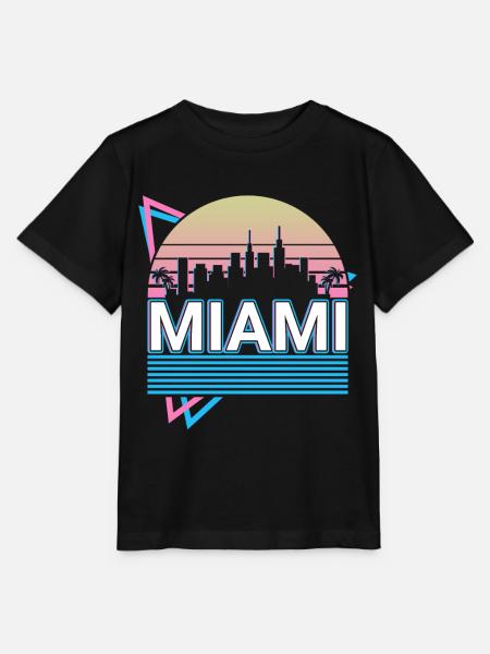Miami Stadt Skyline Stadtbild Retro - Stanley/Stella Kinder T-Shirt MINI CREATOR - Schwarz