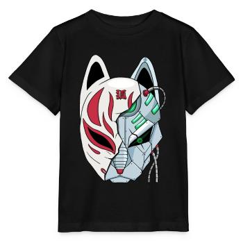 Cyborg Kitsune Mask Fox Mask Cyber Esthétique - T-shirt bio MINI CREATOR Stanley/Stella Enfant - noir - Devant - Mikhail (115cm)