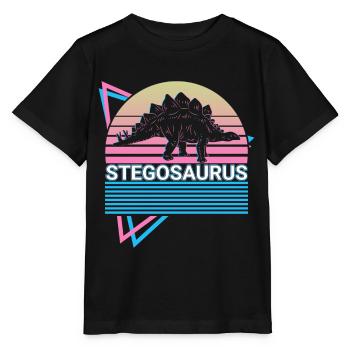 Stegosaurus Dinosaurier Retro - Stanley/Stella Kinder T-Shirt MINI CREATOR  - Schwarz - Vorne - Mikhail (115cm)