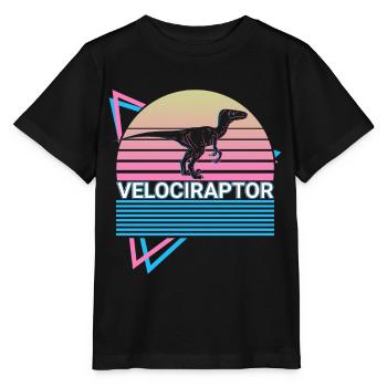 Velociraptor Dinosaure Rétro - T-shirt bio MINI CREATOR Stanley/Stella Enfant - noir - Devant - Mikhail (115cm)