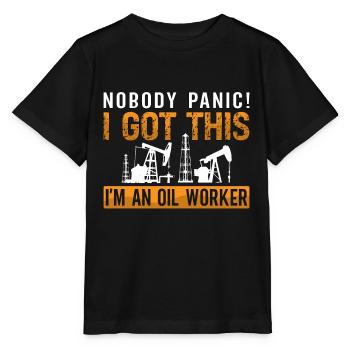 Oilfield workers nobody panic I have oil rig - Stanley/Stella MINI CREATOR Kids’ T-Shirt - black - Front - Mikhail (115cm)