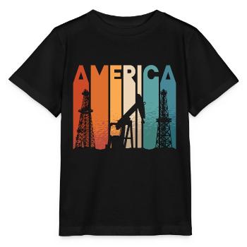 Oilfield Workers America Retro Oil Platform Workers - Stanley/Stella MINI CREATOR Kids’ T-Shirt - black - Front - Mikhail (115cm)