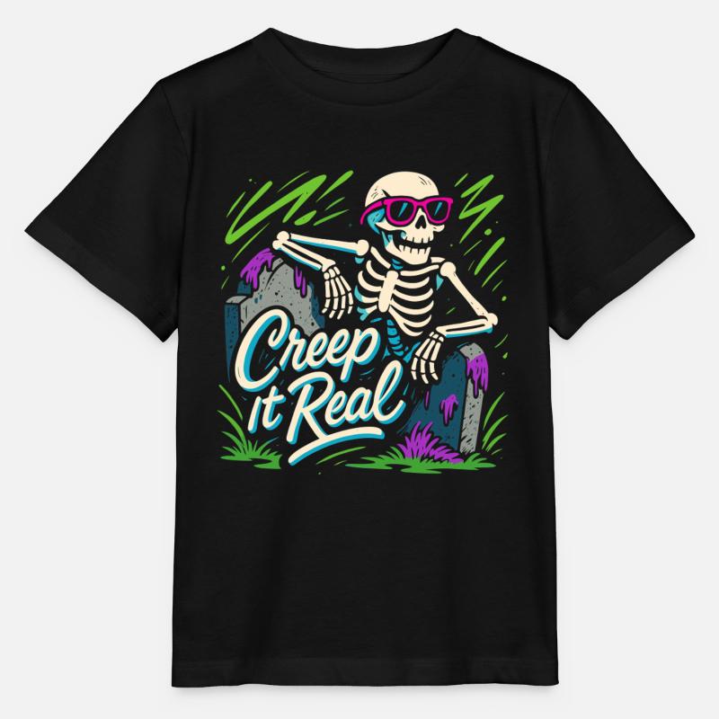 Creep it Real – Un squelette cool avec des lunettes de soleil - T-shirt bio MINI CREATOR Stanley/Stella Enfant - noir