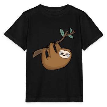 Sloth branch hanging animals sleeping animal gift - Stanley/Stella MINI CREATOR Kids’ T-Shirt - black - Front - Mikhail (115cm)