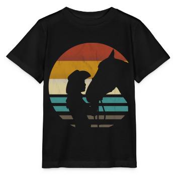 Western Riding Western Rider Horse Cowgirls Retro - Stanley/Stella MINI CREATOR Kids’ T-Shirt - black - Front - Mikhail (115cm)