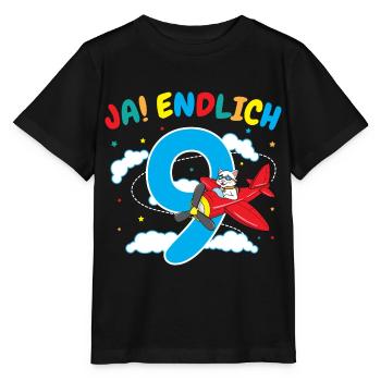 9. Geburtstag Katze Flugzeug Flieger Geschenk - Stanley/Stella Kinder T-Shirt MINI CREATOR  - Schwarz - Vorne - Mikhail (115cm)