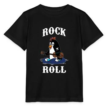 RocknRoll Rocker Tattoo Penguin musician - Stanley/Stella MINI CREATOR Kids’ T-Shirt - black - Front - Mikhail (115cm)