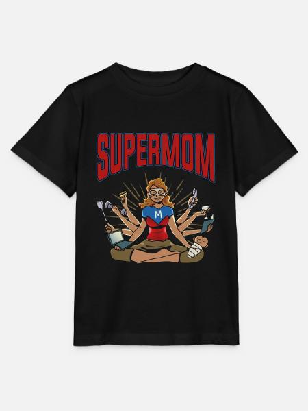 Mutterschaft Mutter Superheld Supermama Supermom - Stanley/Stella Kinder T-Shirt MINI CREATOR - Schwarz