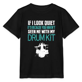 Batteur Drum Bass Drum Drummer Drummer Drumsticks - T-shirt bio MINI CREATOR Stanley/Stella Enfant - noir - Devant - Mikhail (115cm)