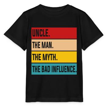 Onkel Uncle Man Myth Bad Influence - Stanley/Stella Kinder T-Shirt MINI CREATOR  - Schwarz - Vorne - Mikhail (115cm)