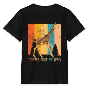 Animaux girafe animaux amour safari afrique jungle - T-shirt bio MINI CREATOR Stanley/Stella Enfant - noir - Devant - Mikhail (115cm)