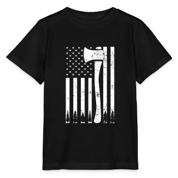 Holzfäller Schreiner Amerika Flagge USA Vintage - Stanley/Stella Kinder T-Shirt MINI CREATOR  - Schwarz - Vorne - Mikhail (115cm)