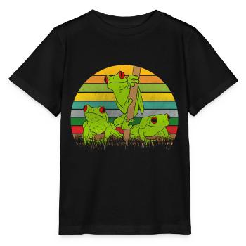 Retro frogs frog - Stanley/Stella MINI CREATOR Kids’ T-Shirt - black - Front - Mikhail (115cm)
