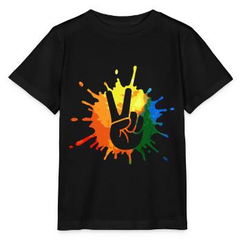 Peace Peace Peace Sign Hippie - Stanley/Stella MINI CREATOR Kids’ T-Shirt - black - Front - Mikhail (115cm)