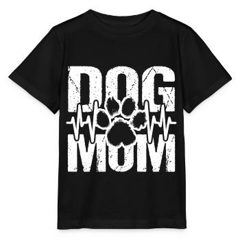 DOG MOM Frauen Hunde Herzschlag Pfote - Stanley/Stella Kinder T-Shirt MINI CREATOR  - Schwarz - Vorne - Mikhail (115cm)