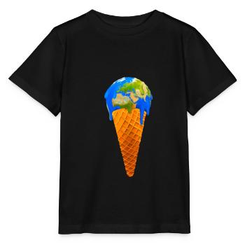 Global Warming Earth Ice cream - Stanley/Stella MINI CREATOR Kids’ T-Shirt - black - Front - Mikhail (115cm)
