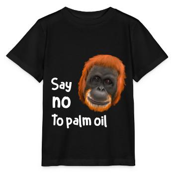 Monkey Ape Orang Utan - say no to palm oil - Stanley/Stella MINI CREATOR Kids’ T-Shirt - black - Front - Mikhail (115cm)