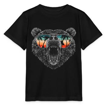 Bear Grizzly Bear Brown Bear Bear - Stanley/Stella MINI CREATOR Kids’ T-Shirt - black - Front - Mikhail (115cm)