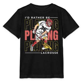 Lacrosse Sport Lacrosse Spieler - Stanley/Stella Kinder T-Shirt MINI CREATOR  - Schwarz - Vorne - Mikhail (115cm)