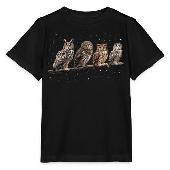 Night Owl Owl Owl Bird - Stanley/Stella MINI CREATOR Kids’ T-Shirt - black - Front - Mikhail (115cm)