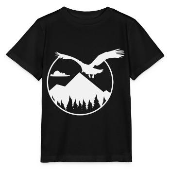 Aigles et montagnes - Eagle and Mountain - T-shirt bio MINI CREATOR Stanley/Stella Enfant - noir - Devant - Mikhail (115cm)