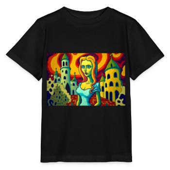 Woman in Antoni Gaudi's dream world - Stanley/Stella MINI CREATOR Kids’ T-Shirt - black - Front - Mikhail (115cm)