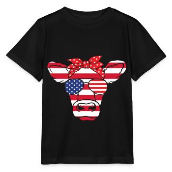 Amerikanischer Kuhfarmer USA 4. Juli - Stanley/Stella Kinder T-Shirt MINI CREATOR  - Schwarz - Vorne - Mikhail (115cm)