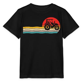 Retro t-shirt tractor for farmer tractor - Stanley/Stella MINI CREATOR Kids’ T-Shirt - black - Front - Mikhail (115cm)