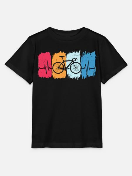 fahrrad retro herzschlag radsport radfahrer - Stanley/Stella Kinder T-Shirt MINI CREATOR - Schwarz