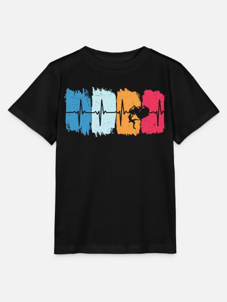 Kletterer retro herzschlag tshirt klettern kletter - Stanley/Stella Kinder T-Shirt MINI CREATOR  - Schwarz