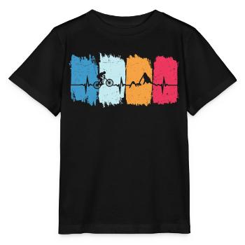 Mountainbike retro Herzschlag MTB Downhill - Stanley/Stella Kinder T-Shirt MINI CREATOR  - Schwarz - Vorne - Mikhail (115cm)