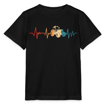 Retro Tractor Farmer Heartbeat Tractor Farmer - Stanley/Stella MINI CREATOR Kids’ T-Shirt - black - Front - Mikhail (115cm)