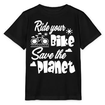 Faites du vélo pour sauver la planète - T-shirt bio MINI CREATOR Stanley/Stella Enfant - noir - Devant - Mikhail (115cm)