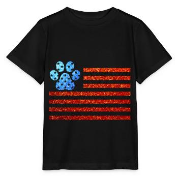 4. Juli Hundepfote USA - Stanley/Stella Kinder T-Shirt MINI CREATOR  - Schwarz - Vorne - Mikhail (115cm)