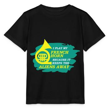 French horn horn player - Stanley/Stella MINI CREATOR Kids’ T-Shirt - black - Front - Mikhail (115cm)