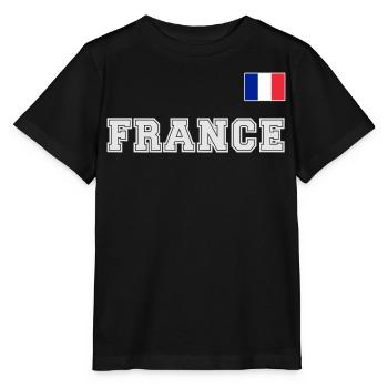 Look maillot de la France - FRANCE avec drapeau - T-shirt bio MINI CREATOR Stanley/Stella Enfant - noir - Devant - Mikhail (115cm)