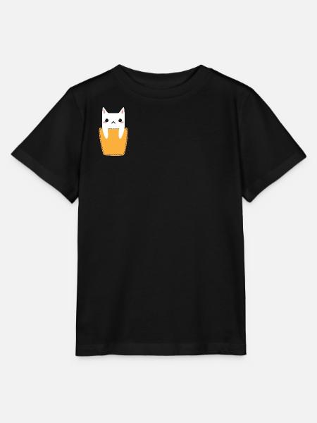 Chat dans la poche poitrine - T-shirt bio MINI CREATOR Stanley/Stella Enfant - noir